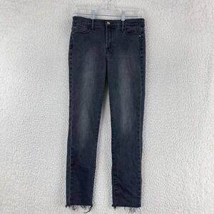 Frame Black Denim Le High Skinny Jeans Womens Raw Hem Mid-Rise Casual‎ Size 27